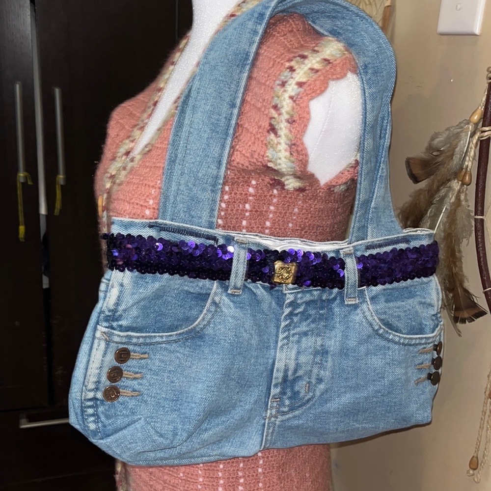 Colorful denim jean purse.